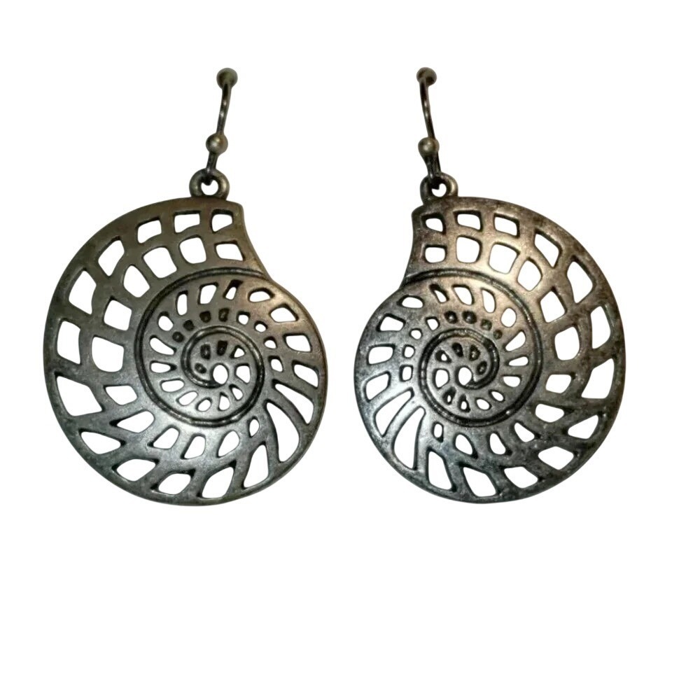 Lauren Conrad Earrings OS Silver Nautilus Shell Spiral Openwork‎ Drop Dangle